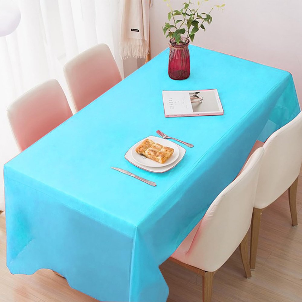 10 Packs Plastic Table Cloth Disposable, 55"  110" Rectangle Waterproof Disposable Plastic Outdoor Tablecloth for 6FT To 8FT Tables,White Table Cloth for Picnic Birthday Wedding Decorative Party