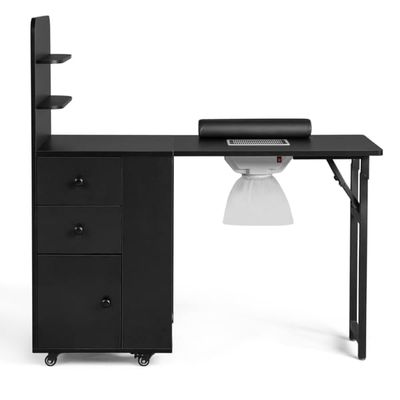 Manicure Table w/Drawers & Storage cabinets, Nail Desk for Nail Tech, Nail Table Station for Salon Beauty, Nail Desk Station (Black)