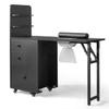 Manicure Table w/Drawers & Storage cabinets, Nail Desk for Nail Tech, Nail Table Station for Salon Beauty, Nail Desk Station (Black) view 2