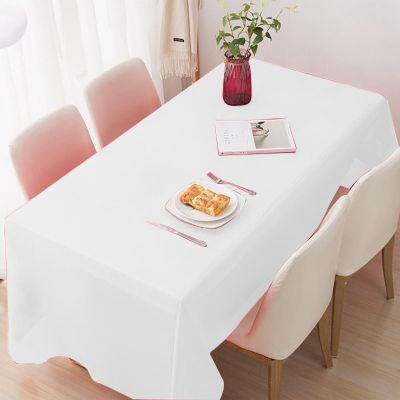 10 Packs Table Cloths Disposable, 55" 110" Plastic Disposable Rectangle Waterproof Square Tablecloth for 6 To 8 FT Tables,White Table Cloths for Birthday Wedding Decorative Party Picnic