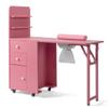 Manicure Table w/Drawers & Storage cabinets, Nail Desk for Nail Tech, Nail Table Station for Salon Beauty, Nail Desk Station (Pink) view 2