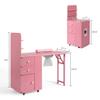 Manicure Table w/Drawers & Storage cabinets, Nail Desk for Nail Tech, Nail Table Station for Salon Beauty, Nail Desk Station (Pink) view 3