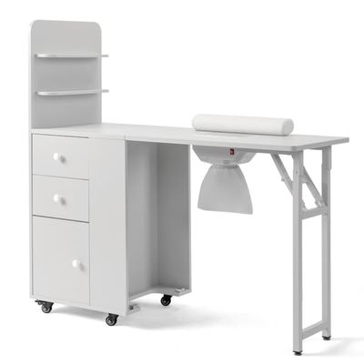 Manicure Table w/Drawers & Storage cabinets, Nail Desk for Nail Tech, Nail Table Station for Salon Beauty, Nail Desk Station (White)