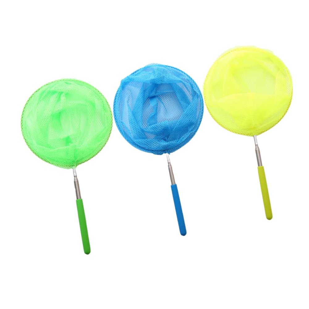 3pcs Telescopic Fishing Nets for -Slip Rubber Handle Stainless Steel Extendable Catching Nets for Outdoor Play Safe Large Pocket Design for Insects and Small Fish Summer