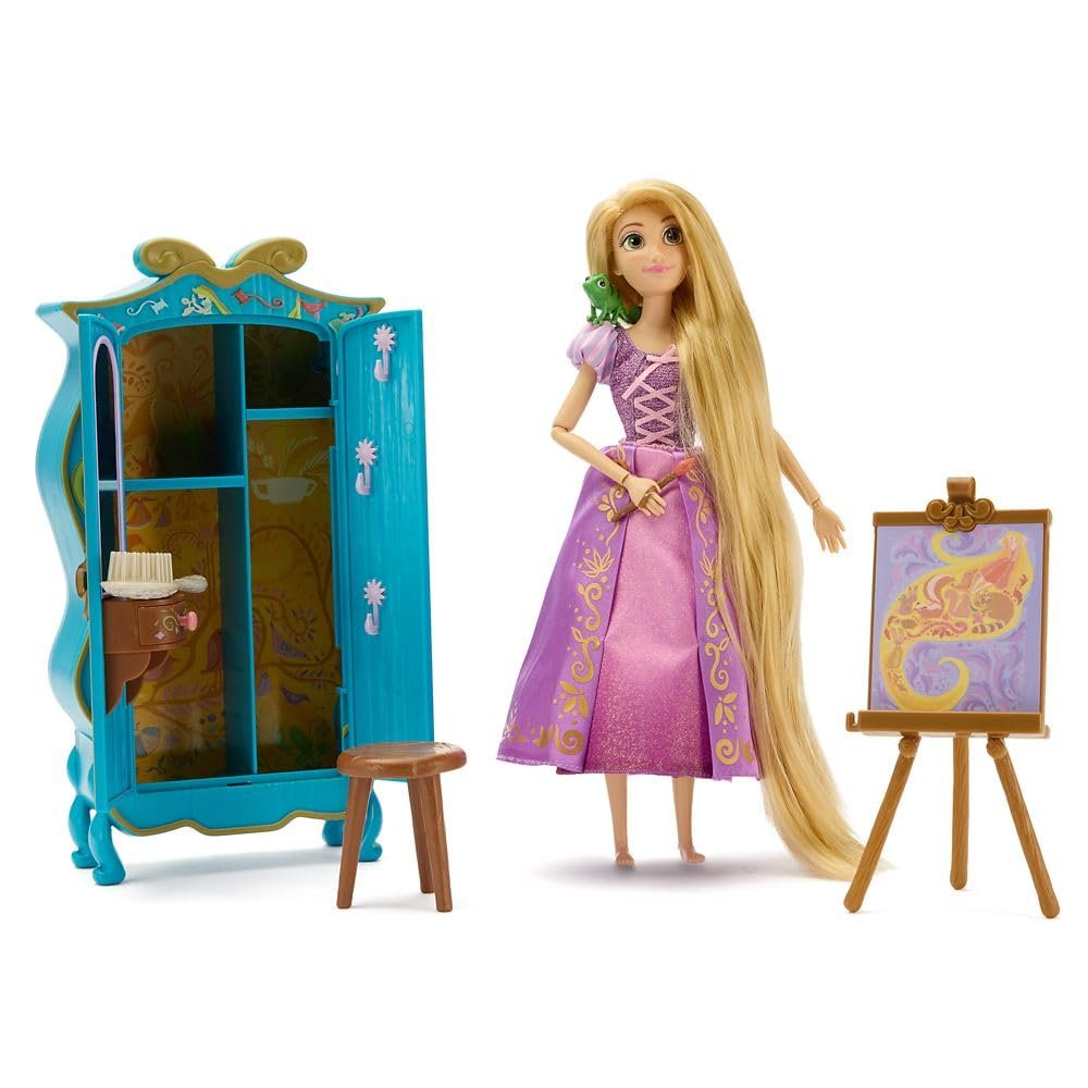 Disney Store Official Rapunzel Doll & Wardrobe Vanity Play Set - Includes Doll in her Purple Princess Dress, Pascal, & Other Accessories- Perfect for Those who Adore Princess Toys & Accessories