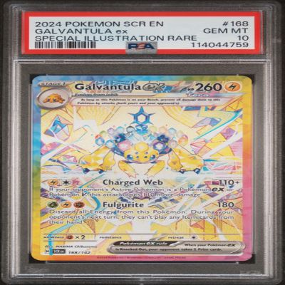 Graded 2024 PKM SCR EN Galvantula ex #168 Stellar Crown Special Illustration Rare Trading Card Game PSA 10 Gem Mint