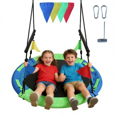 40 Inch Saucer Tree Swing for Kids Adults - 900Lb Weight Capacity, 900D Waterproof Oxford Fabric Platform Swing Seat with Safety bar and Adjustable Hanging Straps for Backyard or Outdoor Playground