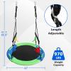 40 Inch Saucer Tree Swing for Kids Adults - 900Lb Weight Capacity, 900D Waterproof Oxford Fabric Platform Swing Seat with Safety bar and Adjustable Hanging Straps for Backyard or Outdoor Playground view 2