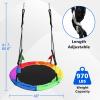 40 Inch Saucer Tree Swing for Kids Adults - 900Lb Weight Capacity, 900D Waterproof Oxford Fabric Platform Swing Seat with Safety bar and Adjustable Hanging Straps for Backyard or Outdoor Playground view 2