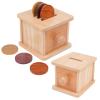Adena Montessori Coin Box -Natural Wood Double-Sided Object Permanence Box Toy for 1-Year-Old Babies, Wooden Montessori Developmental Toy for 6-12 Month, Early Learning Gift view 1