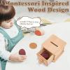 Adena Montessori Coin Box -Natural Wood Double-Sided Object Permanence Box Toy for 1-Year-Old Babies, Wooden Montessori Developmental Toy for 6-12 Month, Early Learning Gift view 2