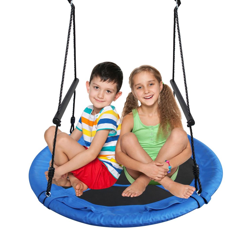 40 Inch Saucer Tree Swing for Kids Adults - 900Lb Weight Capacity, 900D Waterproof Oxford Fabric Platform Swing Seat with Safety bar and Adjustable Hanging Straps for Backyard or Outdoor Playground