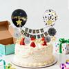 12 PCS Black Gold Banner Happy Birthday Cake Topper with Confetti Balloons, Paper Fans, Stars Cake Decoration Set for Men Women Birthday Party Decorations Supplies view 2