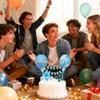 12 PCS Blue Banner Happy Birthday Cake Topper with Confetti Balloons, Paper Fans, Stars Cake Decoration Set for Kids Birthday Party Decorations Supplies view 2