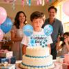 12 PCS Blue Banner Happy Birthday Cake Topper with Confetti Balloons, Paper Fans, Stars Cake Decoration Set for Kids Birthday Party Decorations Supplies view 3