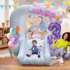 9FT Kids Bounce House with Safety Handrail for Toddlers 2-6, Foldable Indoor/Outdoor Jumper for Backyard & Playroom, Encourages Active Play & Balance Development (White) view 4