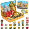 CREAFOMIFE 54 Pcs Mini Magnetic Blocks Travel Toys with Portable Iron Storage Box for Kids 3+, Construction Themed Toddler Magnetic Cubes for Airplane & Car Ride view 1