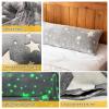 2PCS Glow in The Dark Body Pillow Cover 21x54 Inches Soft Plush Pillowcase Set with Star Pattern Grey Long Pillow Cover with Side Zipper view 3