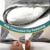 2PCS Glow in The Dark Body Pillow Cover 21x54 Inches Soft Plush Pillowcase Set with Star Pattern Grey Long Pillow Cover with Side Zipper view 4