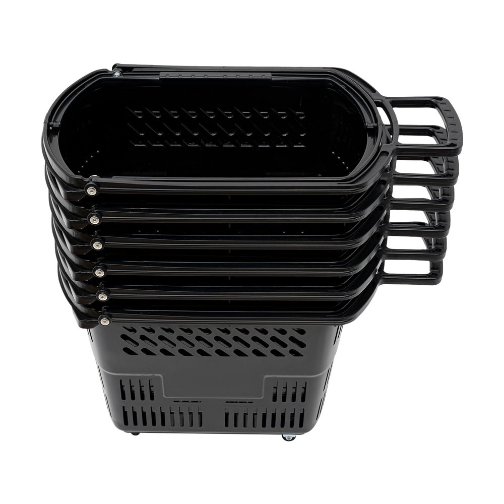 35L 6PCS Shopping Carts with Wheels and Handle Store Baskets Retail Baskets Shopping Cart Grocery Basket for Retail Stores Supermarkets
