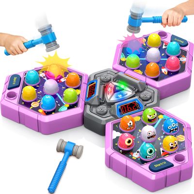 ANNKIE Whack Game Mole for Kids,Toys for 3 4 5 6 7+ Year Old Girls Boys,Pounding Game for Toddlers,Interactive Educational Toys with 3 Modes & 2 Hammers,Gifts for 3-12 Year Old Boys Girls Toddlers