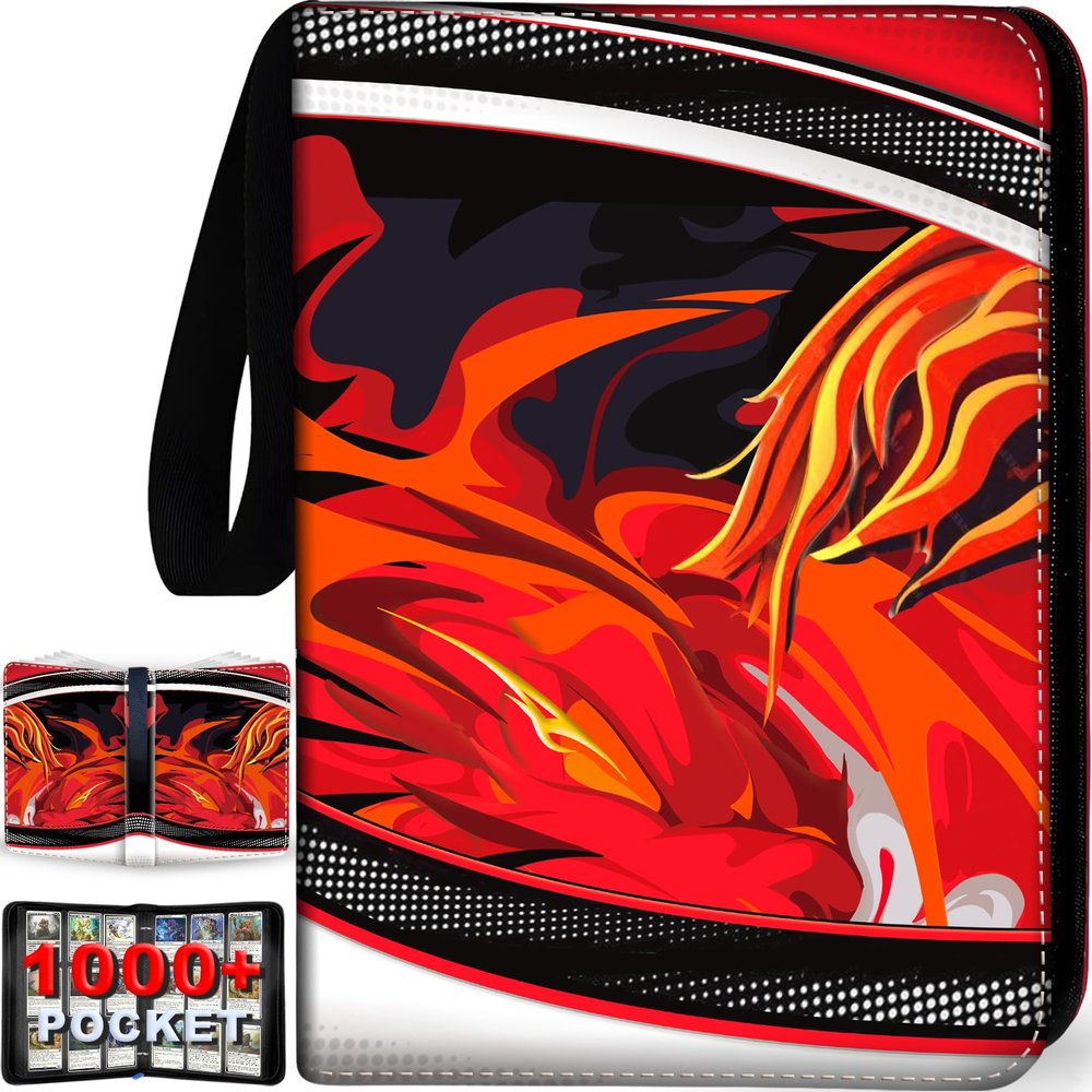 1008 Card Binder 9 Pocket, 3-Ring Trading Card Binder with 56 Page Removable Sleeves,Waterproof Trading Card Holder Collection Card Album Carrying Organizer Case for MTG TCG Cards-Red