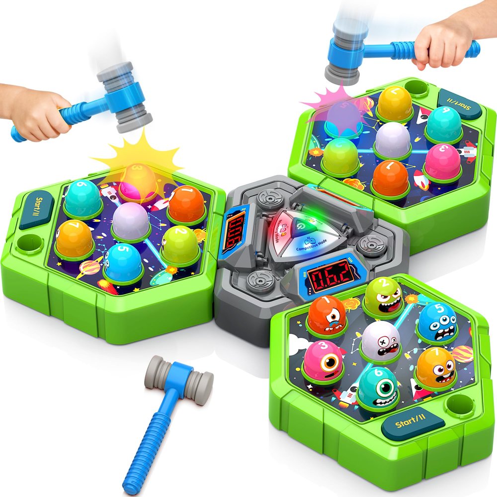 Whack Game Mole for Kids, Toys for 3 4 5 6 7+ Year Old Boys,Pounding Toddler Toys for Age 3-6, Interactive Educational Toys with 3 Modes, Birthday Gifts for Boy Ages 3 4 5 6 7 8 Years Old,1-3 Player