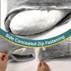 2PCS Glow in The Dark Body Pillow Cover 21x54 Inches Soft Plush Pillowcase Set with Starlit Sky Pattern Grey Long Pillow Cover with Side Zipper view 4