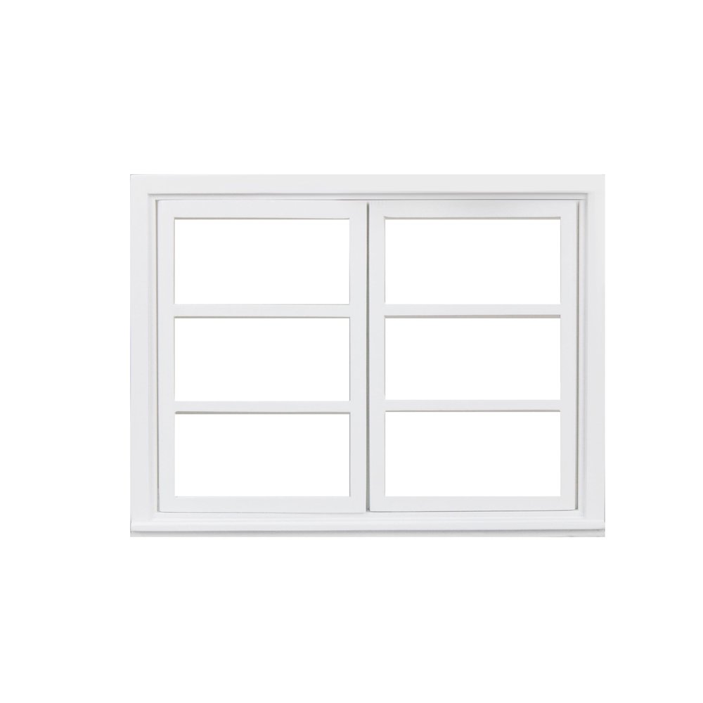 1/6 Scale Dollhouse Window with Glass, Wide 2 Frame, 6 pane (White)