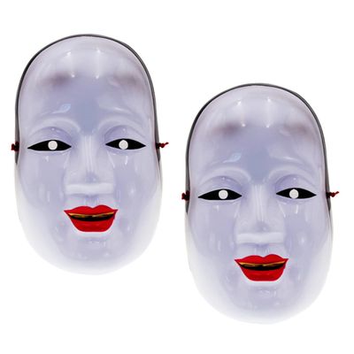 2pcs Japanese Traditional Mask Prajna Cosplay Face Mask for Makeup Party Role-playing Festival Prop Unisex Elastic Cord Comfortable Fit