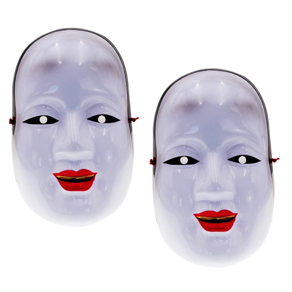 2pcs Japanese Traditional Mask Prajna Cosplay Face Mask for Makeup Party Role-playing Festival Prop Unisex Elastic Cord Comfortable Fit