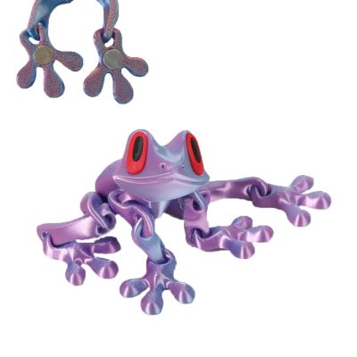 3D Printed Magnet Frog Toy, Funny Refrigerator Magnetic Fridge, Realistic with Multiple Movable Joints Articulated for MetalSurfaces, Home Kitchen Office Decor (Pink&Blue)