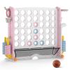 COSTWAY Giant 4-in-A-Row Connect Game Set, Height Adjust 4-to-Score Game with Mesh, Golf, Ring Toss Sets, Basketball & Cup Holders, Indoor Outdoor Yard Party Game for Kids Adults, Family (Pink) view 1