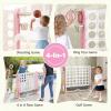 COSTWAY Giant 4-in-A-Row Connect Game Set, Height Adjust 4-to-Score Game with Mesh, Golf, Ring Toss Sets, Basketball & Cup Holders, Indoor Outdoor Yard Party Game for Kids Adults, Family (Pink) view 3