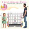 COSTWAY Giant 4-in-A-Row Connect Game Set, Height Adjust 4-to-Score Game with Mesh, Golf, Ring Toss Sets, Basketball & Cup Holders, Indoor Outdoor Yard Party Game for Kids Adults, Family (Pink) view 4