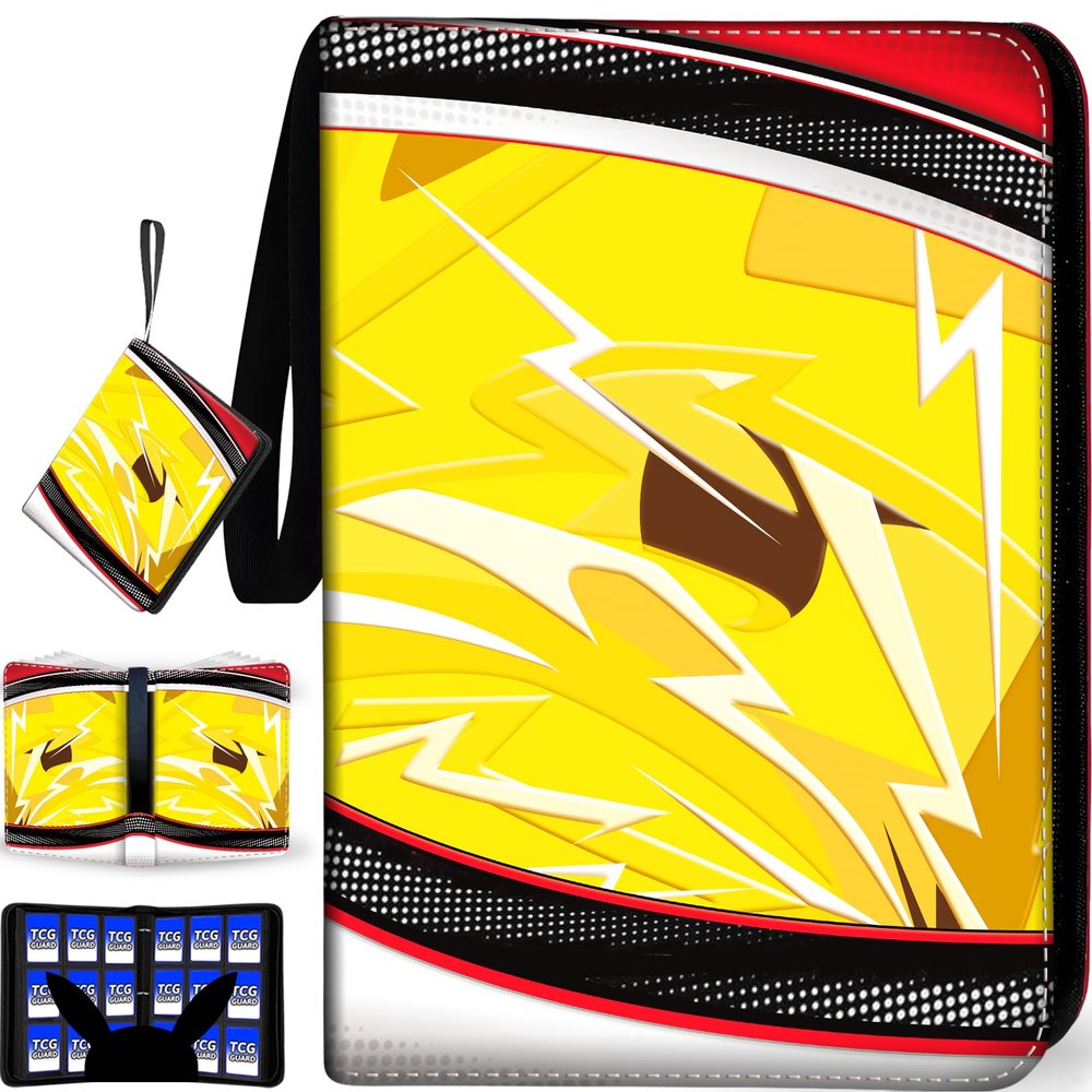 1008 Card Binder 9 Pocket, 3-Ring Trading Card Binder with 56 Page Removable Sleeves, High Storage Waterproof Trading Card Holder Collection Card Album Carrying Organizer Case for TCG Cards- Yellow