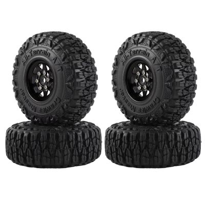 RC Car Tyres Wheels For Axial For SCX24 AX24 For TRX4M For FMS For FCX24 1/18 1/24 4pcs Metal 1.0" Deep Dish Wheel Tire Set RC Crawler Car Upgrade Parts(Black)
