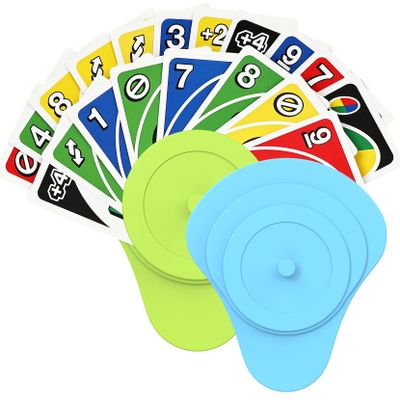 Playing Cards Holder for Little Hands Stocking Stuffer for Boy Girl UNO Game Nights, Poker, Canasta, Spite Malice, Playing Card Accessories for Family Gatherings & Travel, Set of 2 (Blue + Green)