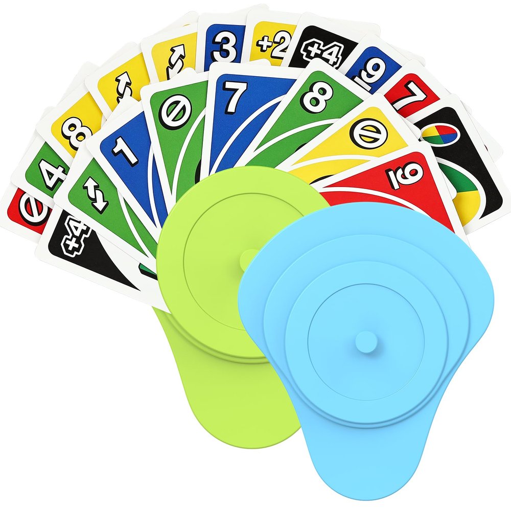 Playing Cards Holder for Little Hands Stocking Stuffer for Boy Girl UNO Game Nights, Poker, Canasta, Spite Malice, Playing Card Accessories for Family Gatherings & Travel, Set of 2 (Blue + Green)