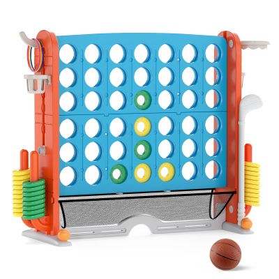 COSTWAY Giant 4-in-A-Row Connect Game Set with Height Adjust, Mesh, Golf