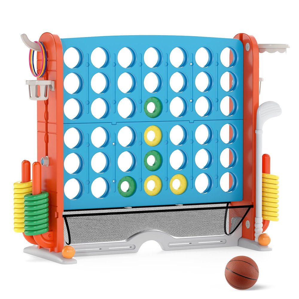 COSTWAY Giant 4-in-A-Row Connect Game Set with Height Adjust, Mesh, Golf