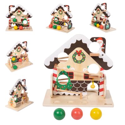 Adena Montessori Ball Drop Marble Run Tracker Toy, Wooden Gravity Maze for Toddlers 1-3 Year Old, Developmental Learning Toys for Boys & Girls, Ideal Santa STEM