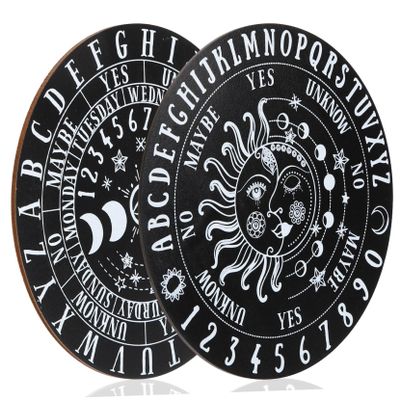 COOLHIYA 2pcs Wooden Divination Board with Carved Patterns Smooth Surface Altar Prop for Meditation and Spiritual Decor Suitable for Counselors Tarot Readers and Home Decoration