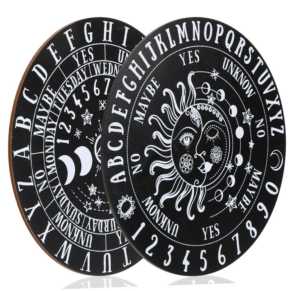 COOLHIYA 2pcs Wooden Divination Board with Carved Patterns Smooth Surface Altar Prop for Meditation and Spiritual Decor Suitable for Counselors Tarot Readers and Home Decoration