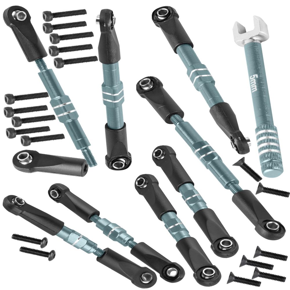 RCarmubWow RC Turnbuckles Camber Link Upgrades Part for 1/16 Mini Slash 70054-1,Aluminium Adjustable Front and Rear Toe Links Push Rods,Titanium