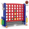 Costzon Giant 4-in-A-Row Connect Game, Height Adjustable 4-in-1 Jumbo 4-to-Score Yard Game with Golf, Ring Toss, Basketball, Cup Holder & Mesh Net, Indoor Outdoor Game for Kids Adults Family Party view 1