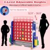 Costzon Giant 4-in-A-Row Connect Game, Height Adjustable 4-in-1 Jumbo 4-to-Score Yard Game with Golf, Ring Toss, Basketball, Cup Holder & Mesh Net, Indoor Outdoor Game for Kids Adults Family Party view 3