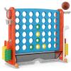 Costzon Giant 4-in-A-Row Connect Game, Height Adjustable 4-in-1 Jumbo 4-to-Score Yard Game with Golf, Ring Toss, Basketball, Cup Holder & Mesh Net, Indoor Outdoor Game for Kids Adults Family Party view 1