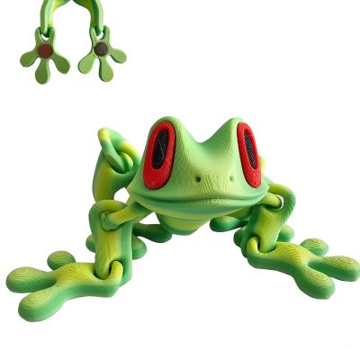 3D Printed Magnet Frog Toy, Funny Refrigerator Magnetic Fridge, Realistic with Multiple Movable Joints Articulated for MetalSurfaces, Home Kitchen Office Decor (Light Green)