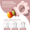 2 Pack Baby Fruit Food Feeder+Breastmilk Popsicle Molds,Baby Teethers,BPA Free,2mm Fine Holes to Prevent Choking,Perfect for Teething Relief & Infant Solid Food Introduction,3M+Mauve Pink, Soft Pink view 3